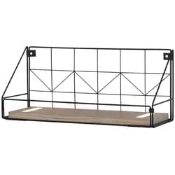 LED Wandleuchte Regal 46x16x20cm schwarz Boden aus Holz warmweiß Schalter