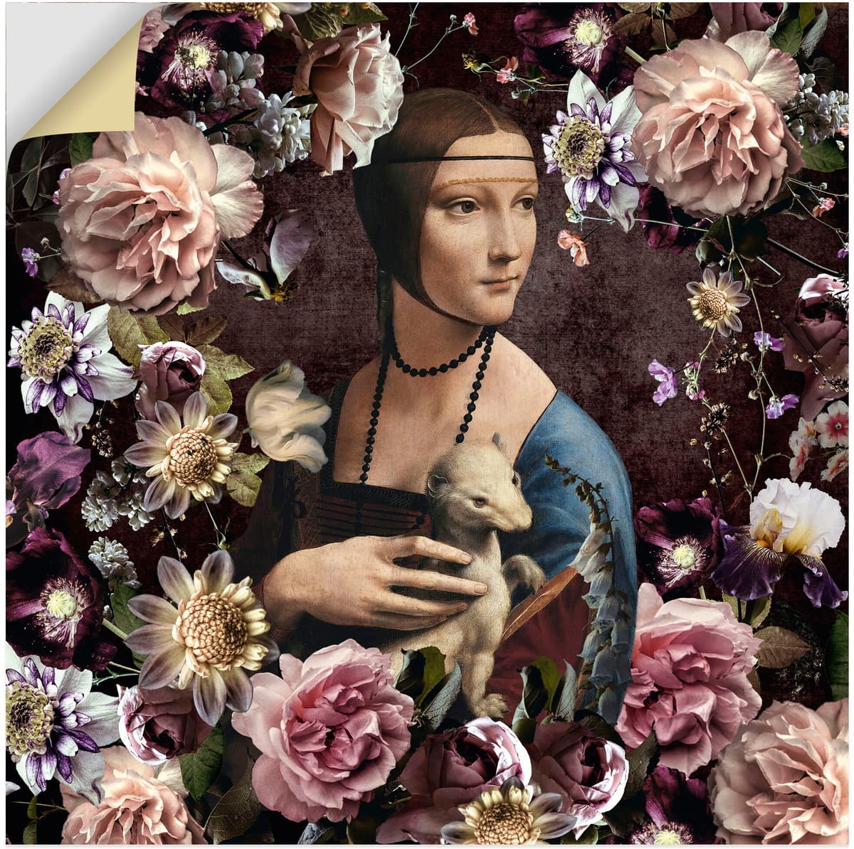 Artland "Lady mit Hermelin - Da Vinci Adaption" Portrait 1 Stk. tlg. als Alubild, Leinwandbild, Poster, Wandaufkleber in verschied. Grössen farbe bild(er): rot B/H/T: 50cm x 50cm, Wandaufkleber - Vinyl Portrait quadratisch, 1 Stk.