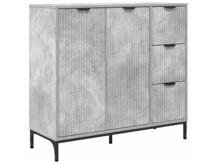 Fisinber Sideboard Beton Grau 89,5 x 33 x 82 cm Holzwerkstoff Kommode Vielseitige Anrichte mit 3 Schubladen und 2 Türen für Wohnzimmer, Esszimmer oder Flur. Praktischer Kippschutz inklusive.