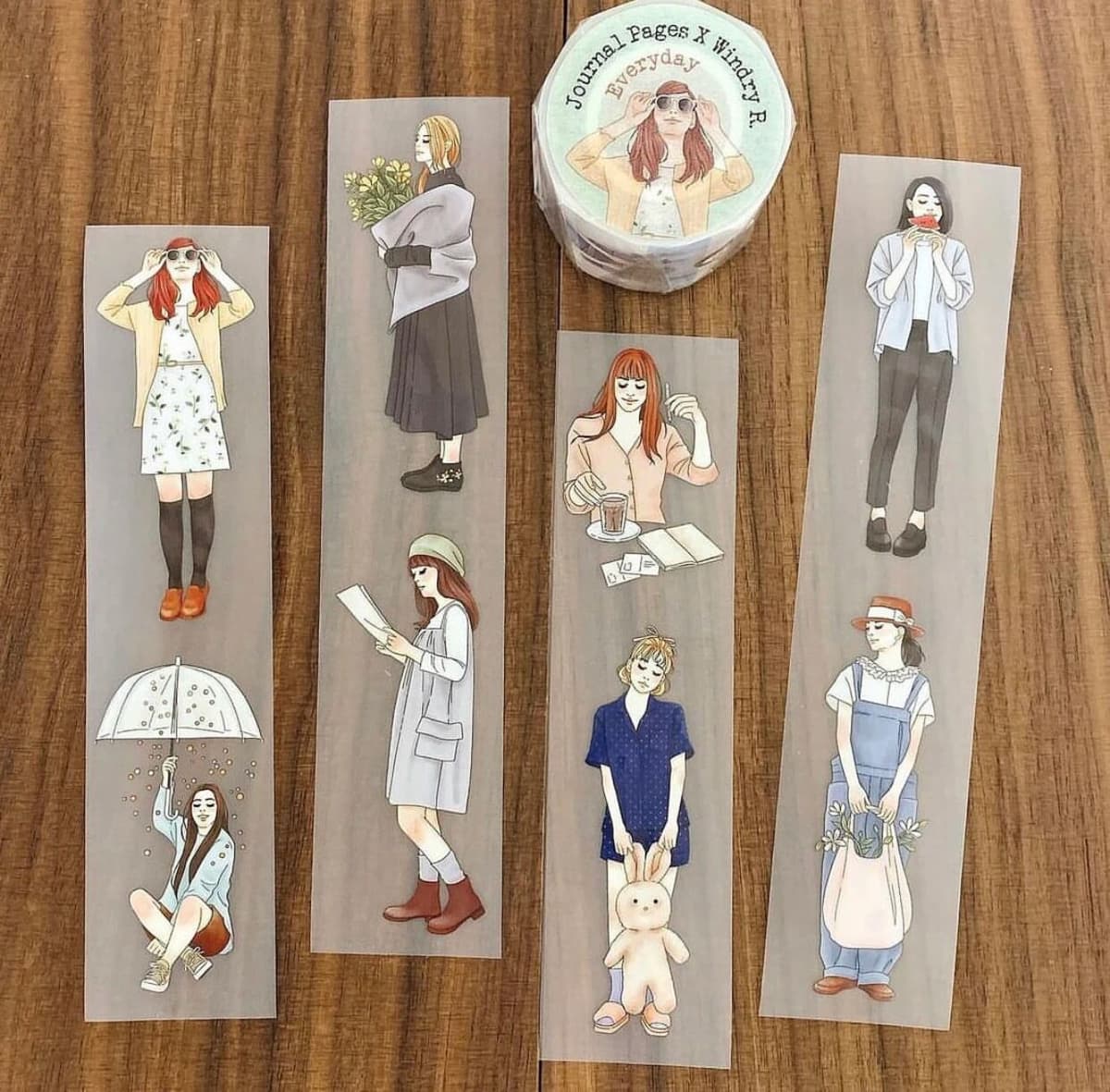 Wollme Lovely Everyday Girl-B PET Tape Card Making Planner DIY Scrapbooking Plan Sticker