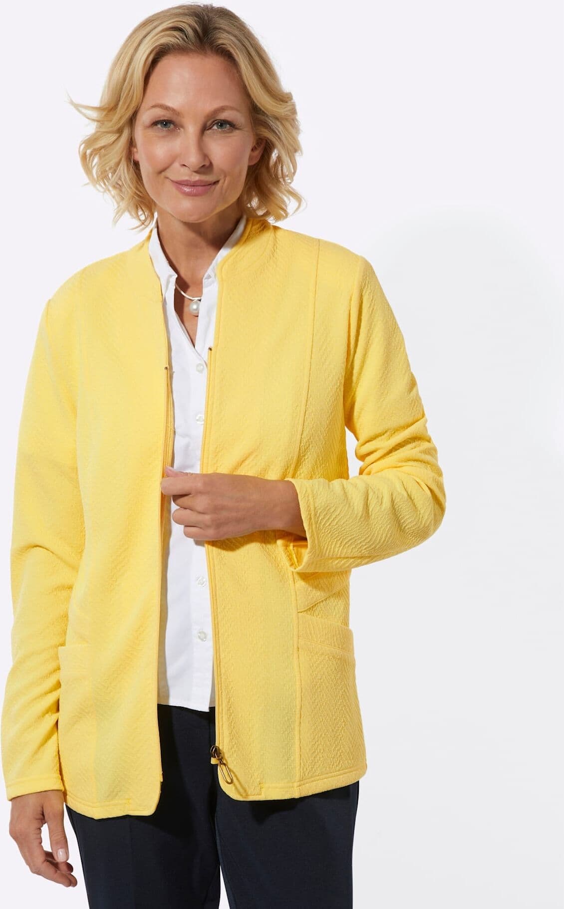 Jerseyblazer CLASSIC "Jersey-Blazer", Damen, Gr. 22, gelb (zitrone), 98% Polyester, 2% Elasthan, Blazer Jerseyblazer zitrone 22