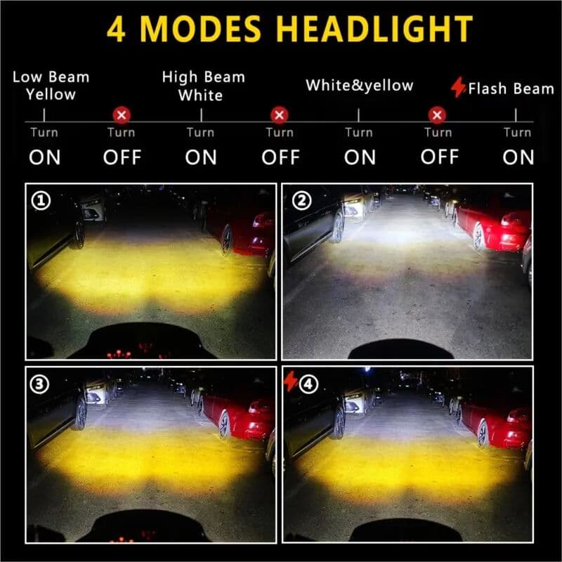 morsrac Auxiliary Led Spotlights Motorcycle Fog Lights Lamp 12-80V White/Amber Flashing Additional Headlights For Motorcycle Led Lights