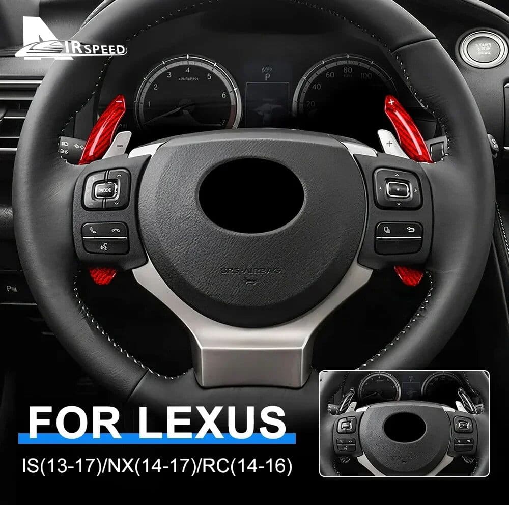 NONE For Lexus IS 2013-2017 NX 2014-2017 RC 2014-2016 Hard Dry Carbon Fiber Car Steering Wheel Paddle Covers Sticker Interior Accs