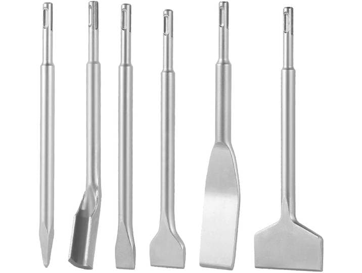 VEVOR SDS Plus Beitelset\, 6-Delig\, voor Roterende Hameraccessoires\, Inclusief Puntbeitels\, Platte Beitels en Holle Beitels\, Hittebehandeld 40Cr Gelegeerd Staal\, Scherpe Snijkant voor Sloopwerk\, Beton- en Metselwerk