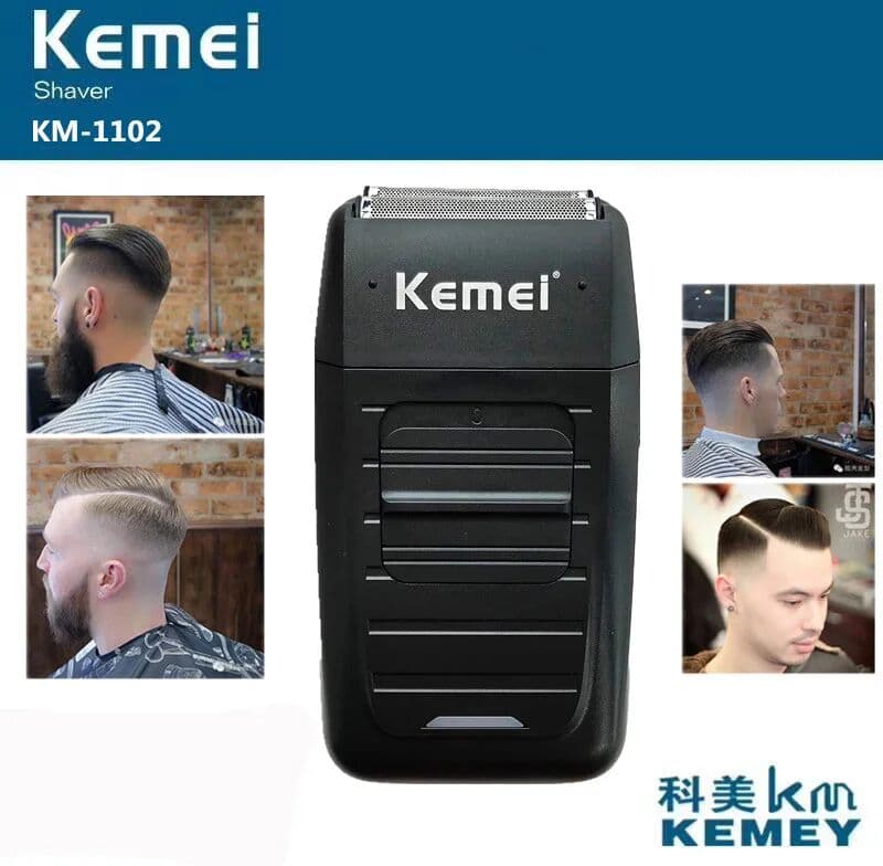 Kemei KM-1102 Rechargeable Cordless Shaver for Men Twin Blade Reciprocating Beard Razor Face Care Multifunction Strong Trimmer