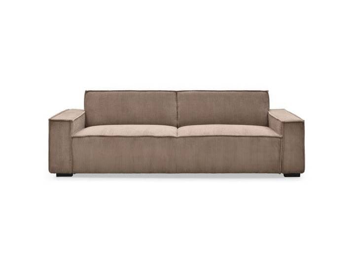 MENZZO Canapé clic-clac 3 places Roger Velours côtelé Taupe -Convertible L230 x P94 x H75 cmSurface de couchage : 110 x 189 cm