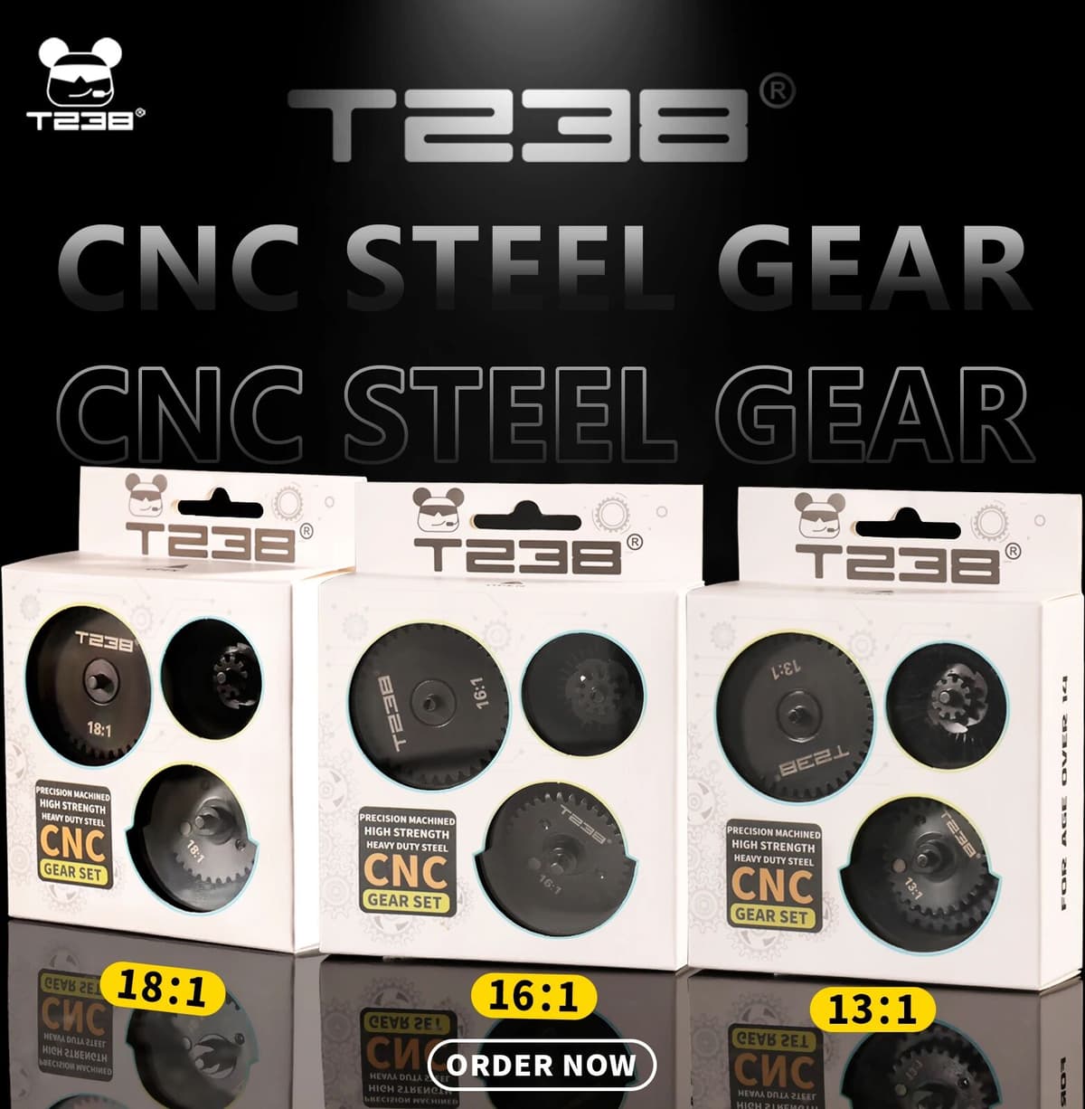 T238 AEG Gear Set Basic Edition 13:1/16:1/18:1 for Version 2/3 Gearbox