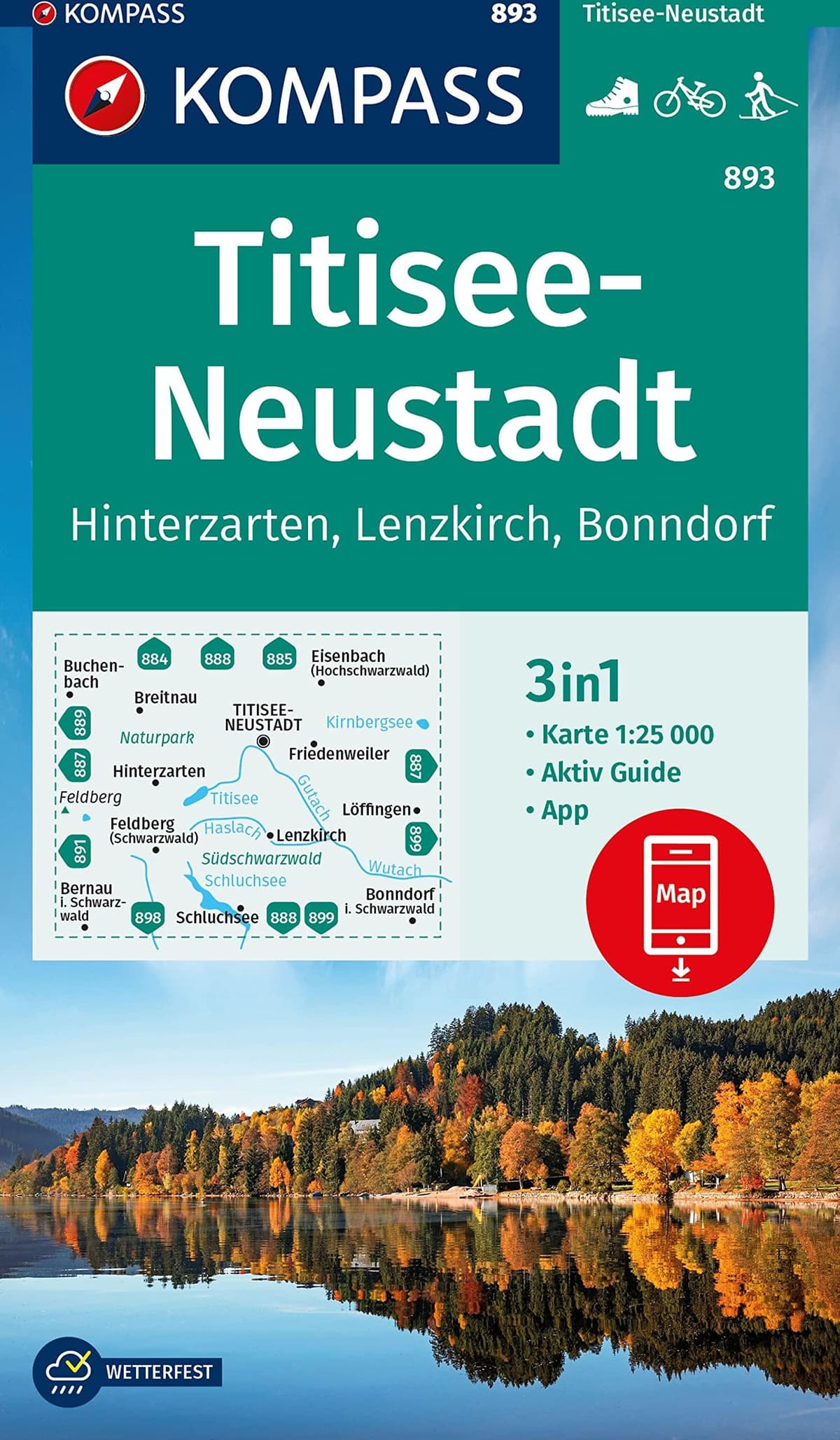 Carte de randonnée n° 893 - Titisee-Neustadt + Guide (Allemagne)   Kompass