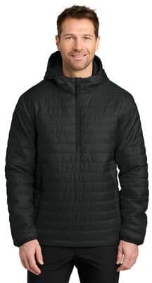 Port Authority J855 Packable Puffy Anorak Jacket in Deep Black size Medium   Polyester
