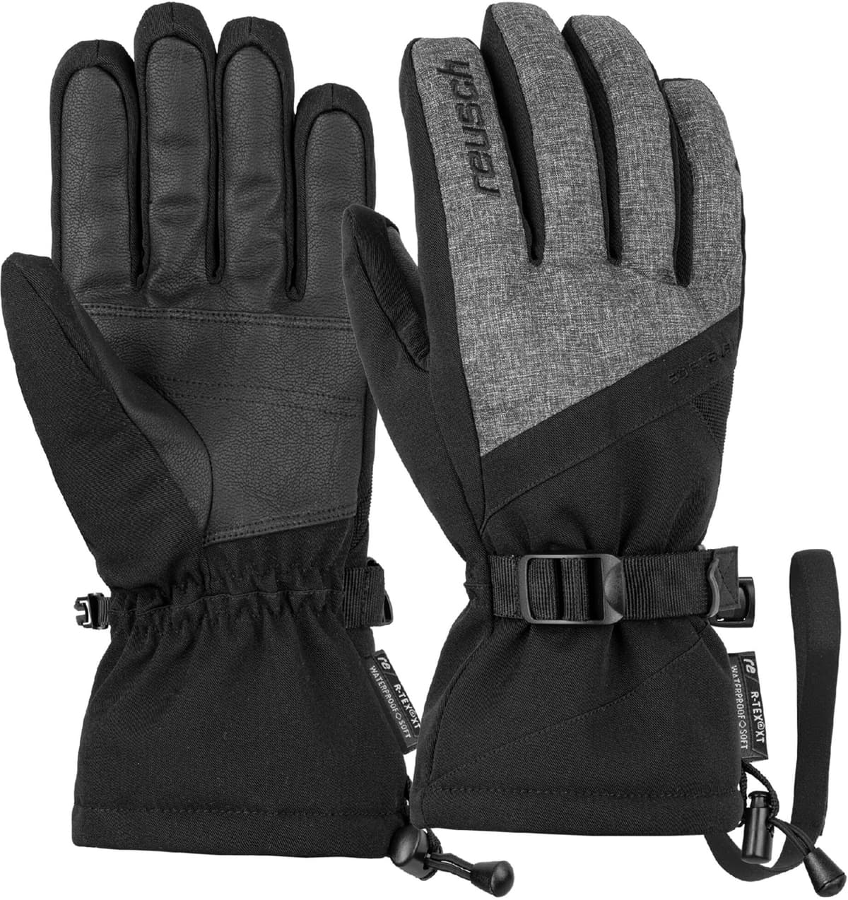 Skihandschuhe REUSCH "Outset R-TEX XT", Damen, Gr. 10.5, schwarz (schwarz, grau), 89% Polyester, 9% Lederimitat, 2% Elasthan, mehrfarbig, Handschuhe, mit elastischer Handgelenksschlaufe