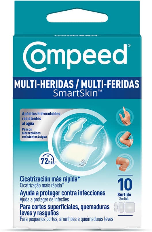 Compeed MULTI-HERIDAS Smartskin apósitos hidrocoloides impermeables surtidos 10 u