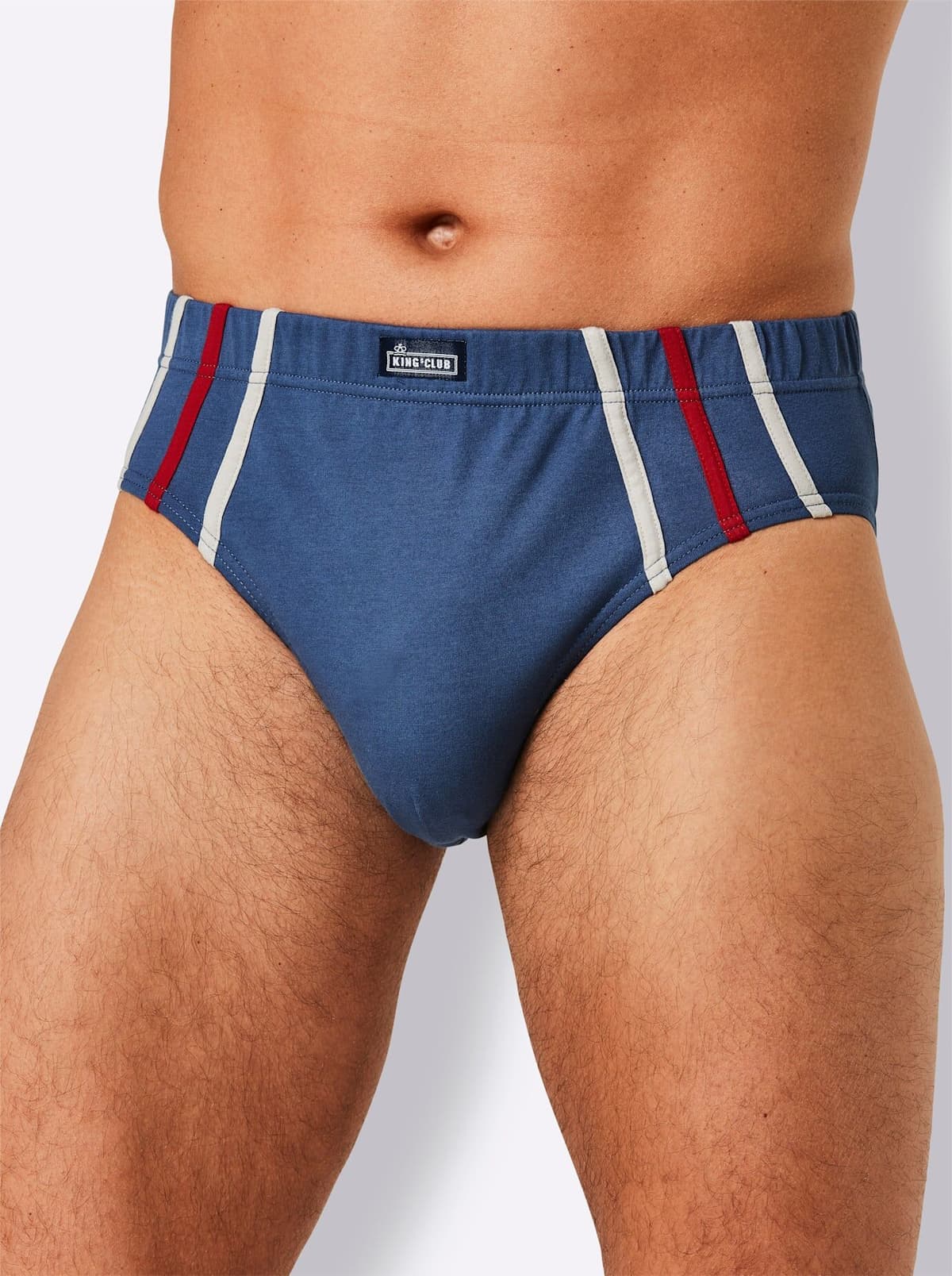 Slip KINGS CLUB, Herren, Gr. 8, 5 Stk., blau (3x jeansblau, 2x himmelblau), 100% Baumwolle, Unterhosen Slip 3x jeansblau, 2x himmelblau 8, 5 Stk.