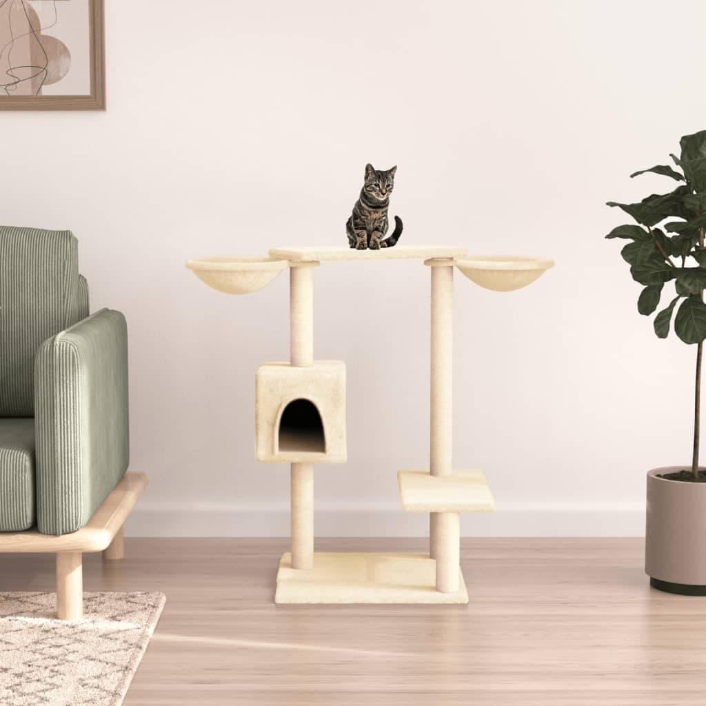 vidaXL Rascador para gatos con postes para rascar color crema 82 cm Cream