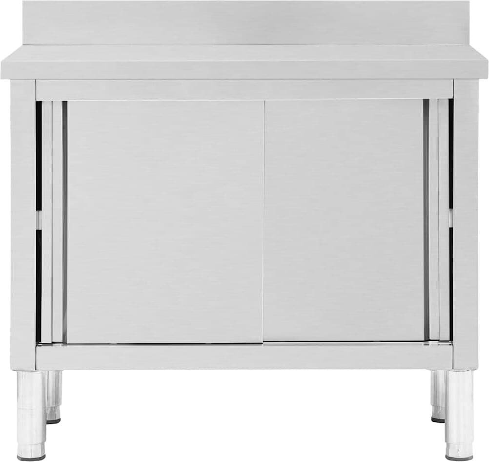 vidaXL Table de travail avec portes coulissantes 100x50x(95-97)cm Inox
