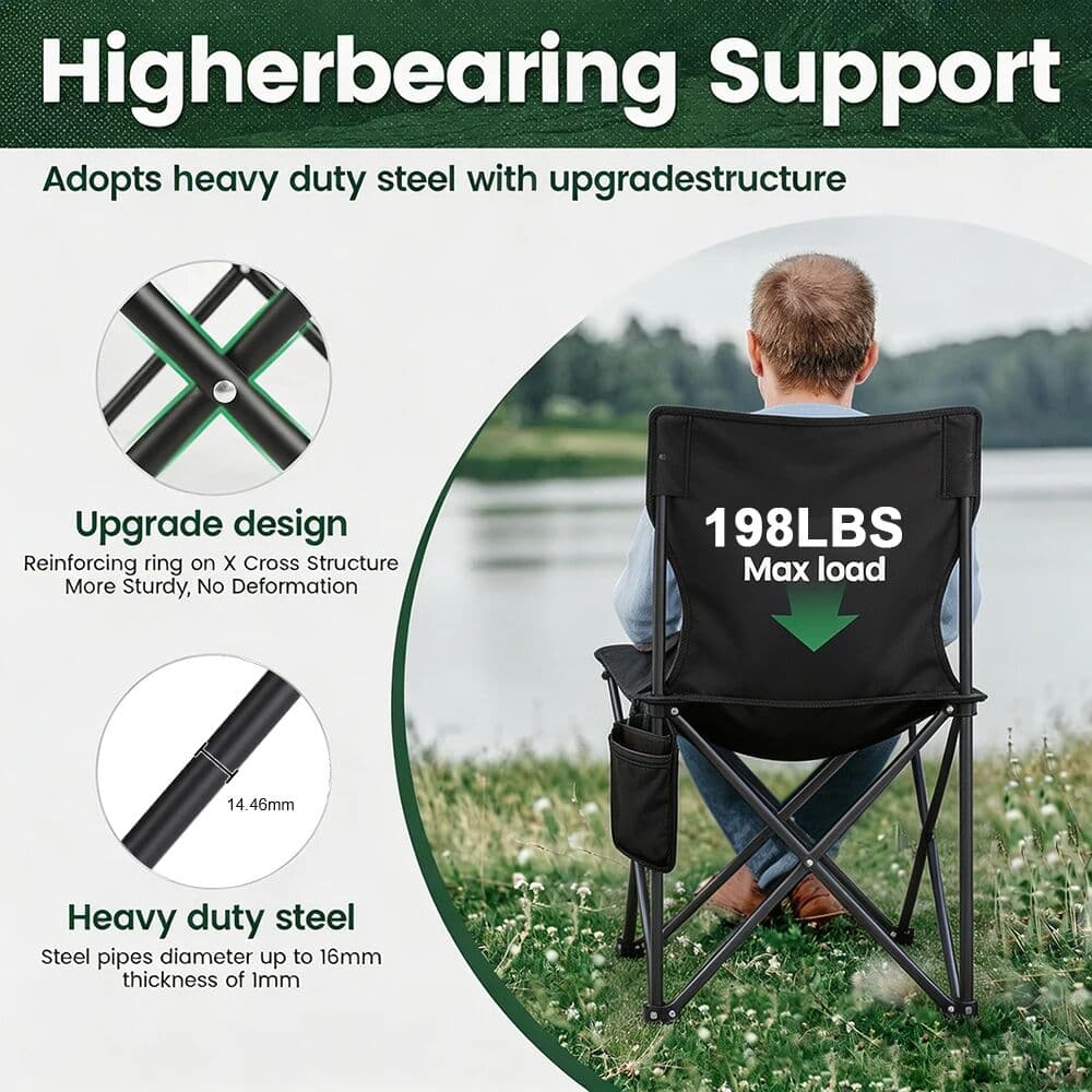 NONE Outdoor Foldable Chair Camping Chair with Side Pocket Picnic Oxford Cloth Chairs Portable Beach Fishing Chairs Outdoor Chair
