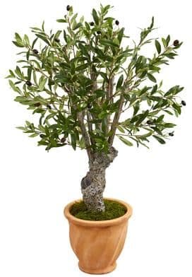 Nearly Natural 3' Olive Artificial Tree in Terracotta Planter
