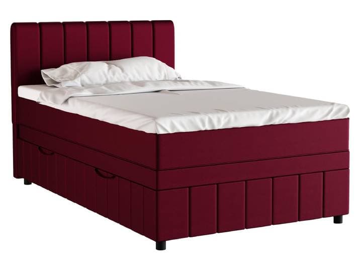 Boxspringbett Einzelbett 120x200, Rot, AVALON, mit Bettkästen, mit Matratze, mit Topper, Panda Möbel