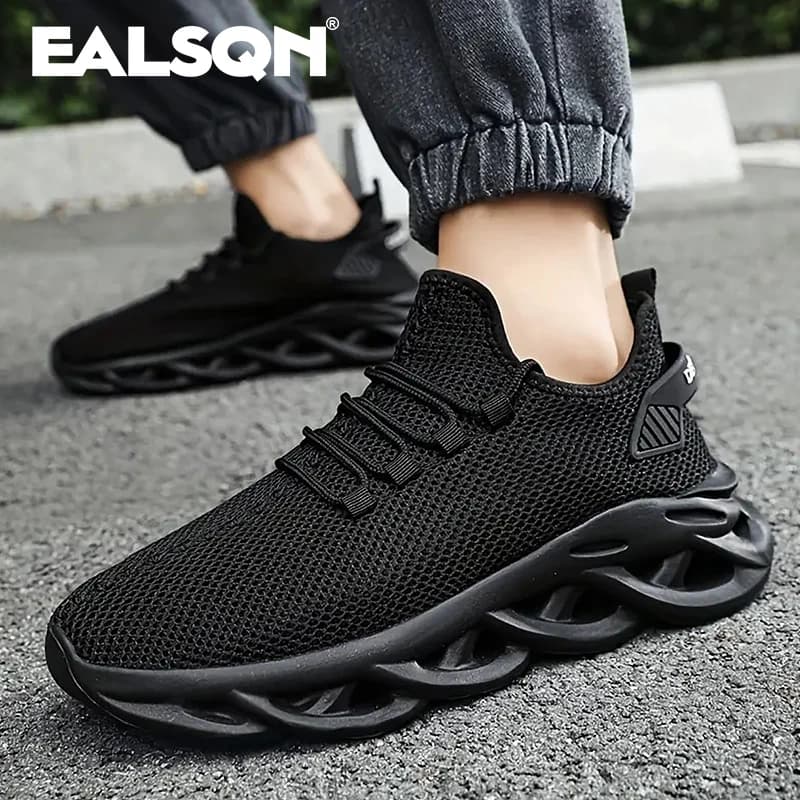 EALSQN Männer Sport Laufen Schwarz Jogging Schuhe Casual Turnschuhe Braun Outdoor Atmungsaktive Mesh Frauen Licht Stoßdämpfung Schwarz Tennis