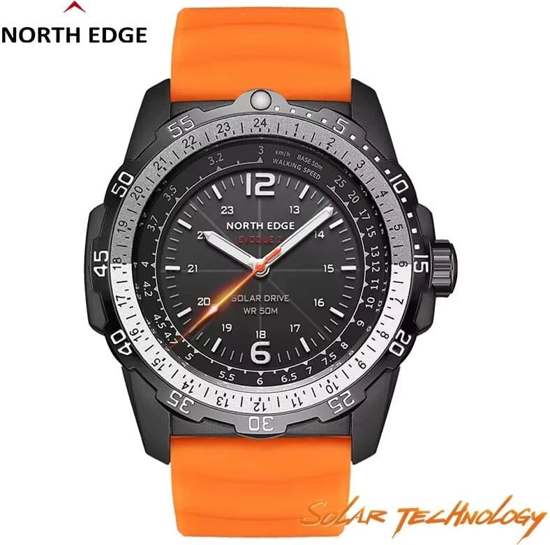 NORTH EDGE Men's Outdoor Digital Military Watch - Waterproof 50M Sport Wristwatch with Solar Power Luminous Display Eco-Friendly