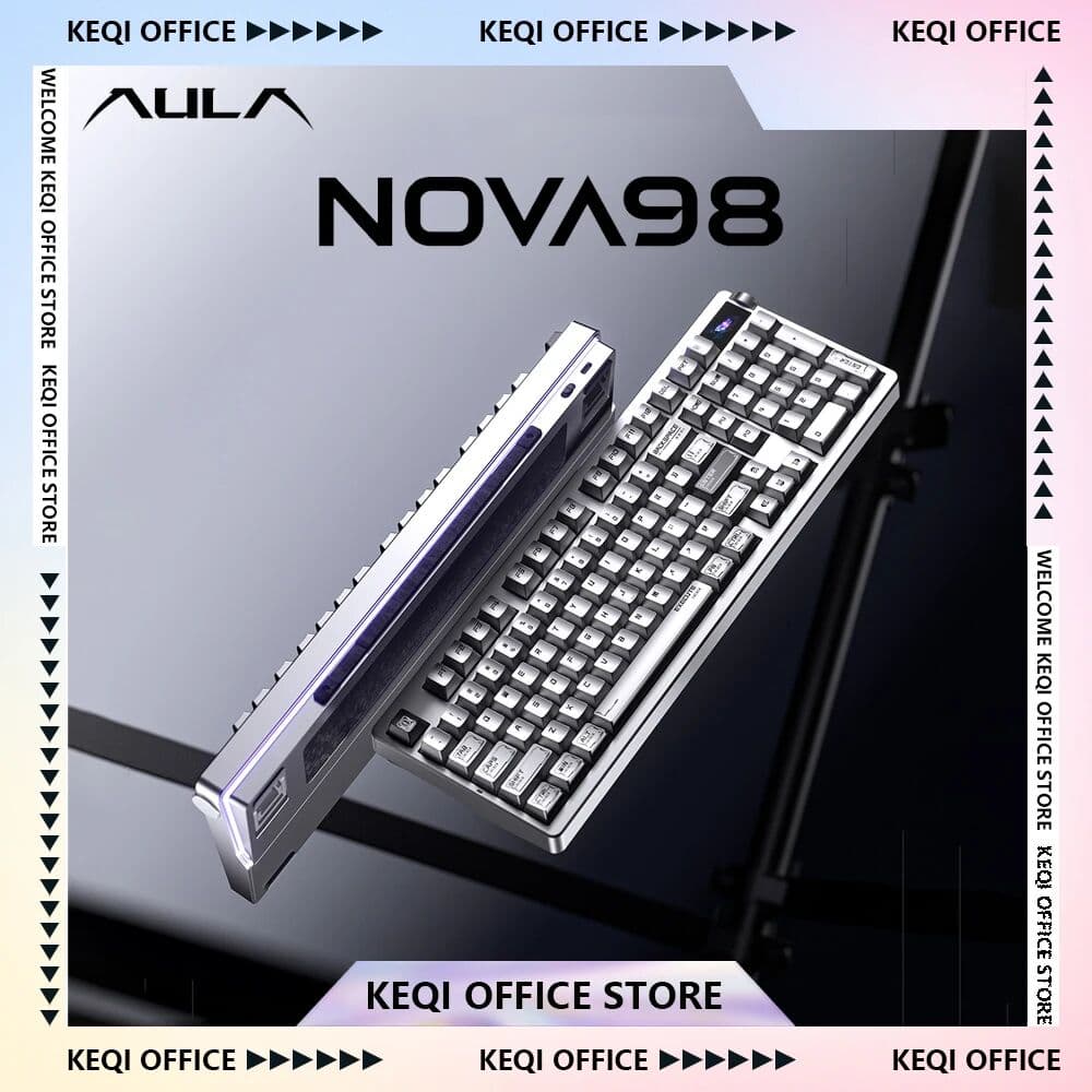 AULA NOVA98 Gaming Mechanical Keyboard 3-Mode Wireless 8KHz E-sports Keypad With Smart Screen Custom For PC Gamer Laptop Gifts