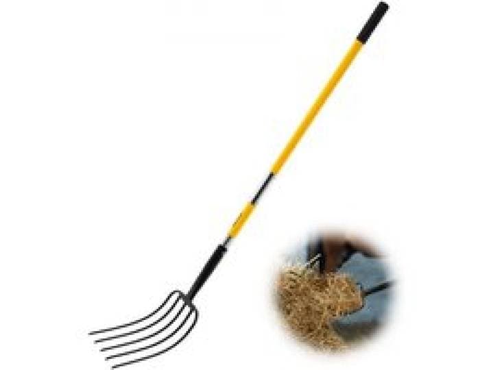 VEVOR Fourche de Jardin à 5 Dents, Fourche à Foin avec Manche en Fibre de Verre, Longueur Totale 145 cm, pour Déplacer Paille, Ramasser Foin, Manipuler Tas de Feuilles, Non Conçu pour Creuser Bêcher