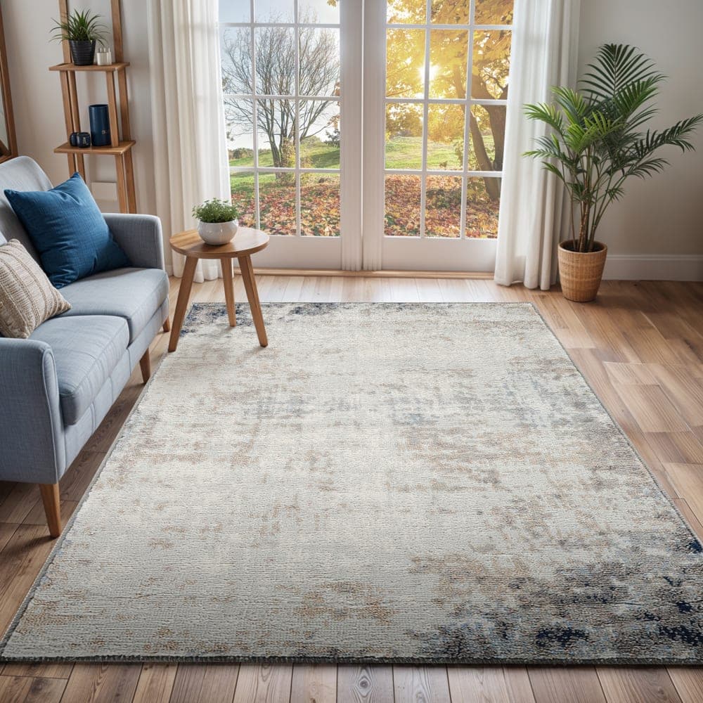 Livabliss Alfombra abstracta moderna marfil/gris/azul 160x215