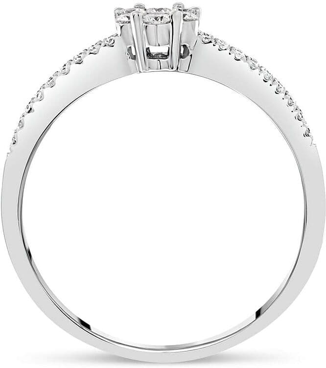 Solitaire Cleor En Or 375/1000 Blanc Et Diamant Femme