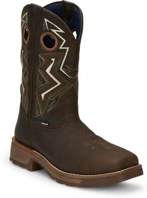 "Tony Lama Force 11"" WP Square Comp Toe - Mens 10.5 Brown Boot E2"