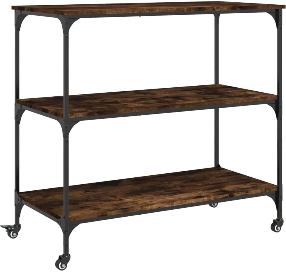 vidaXL Chariot de cuisine chêne fumé 102x50x95 cm bois d'ingénierie