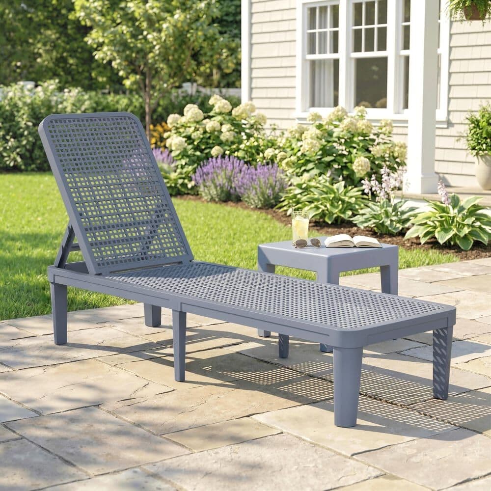 Outsunny Tumbona 191x55x35.5 cm gris oscuro