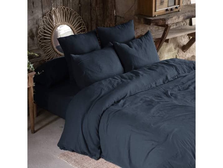 Parure de lit 260x240 double gaze de coton marine Terre de Nuit