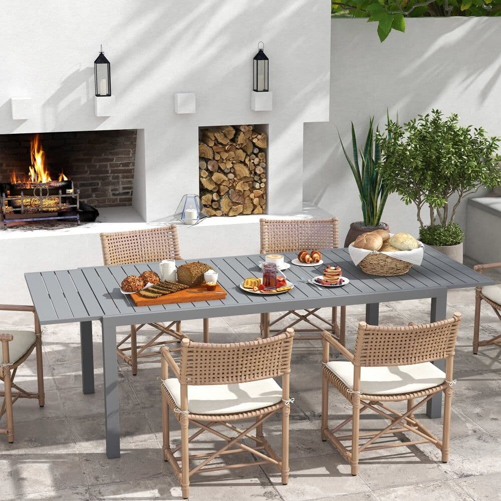 Outsunny Mesa de jardín 240x94x73 cm gris oscuro