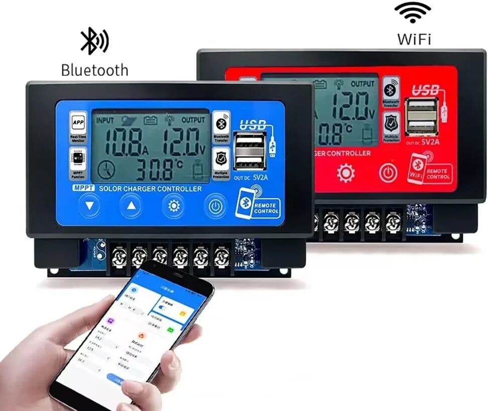 NONE 12V/24V Embedded MPPT Solar Controller 30A 60A bluetooth / Wifi App Control Lead-acid Lithium Battery Regulator for Solar System