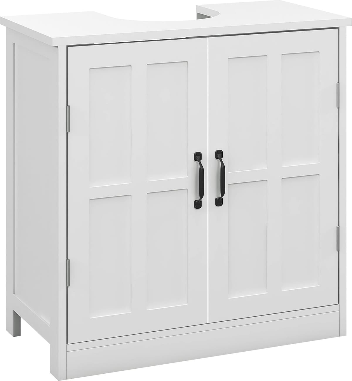 Altro Mobile Per Lavabo Con Piedistallo, Mobile Sotto Lavabo Con 2 Ante E Scaffale Regolabile, Mobile Da Bagno Con Ritaglio A Forma Di U, Bianco