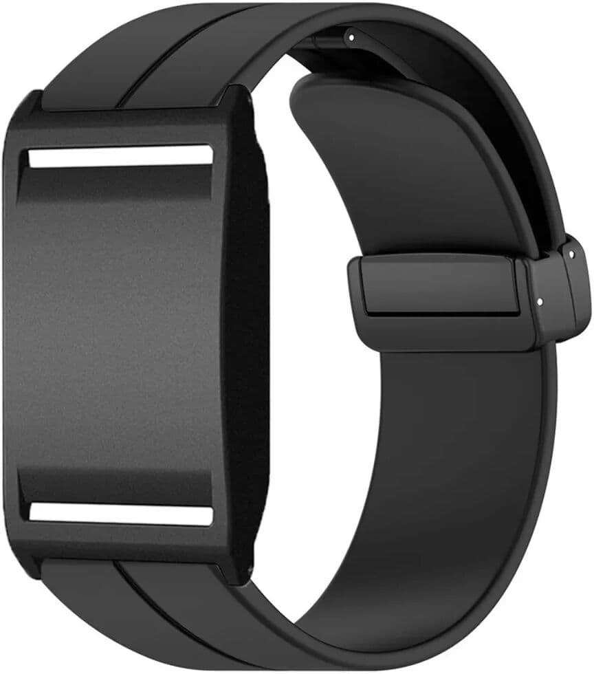 INF Silikon-Ersatzband mit faltbarem Magnetverschluss kompatibel mit Polar Loop – Mehrere Farben, 24cm x 2cm Schwarz