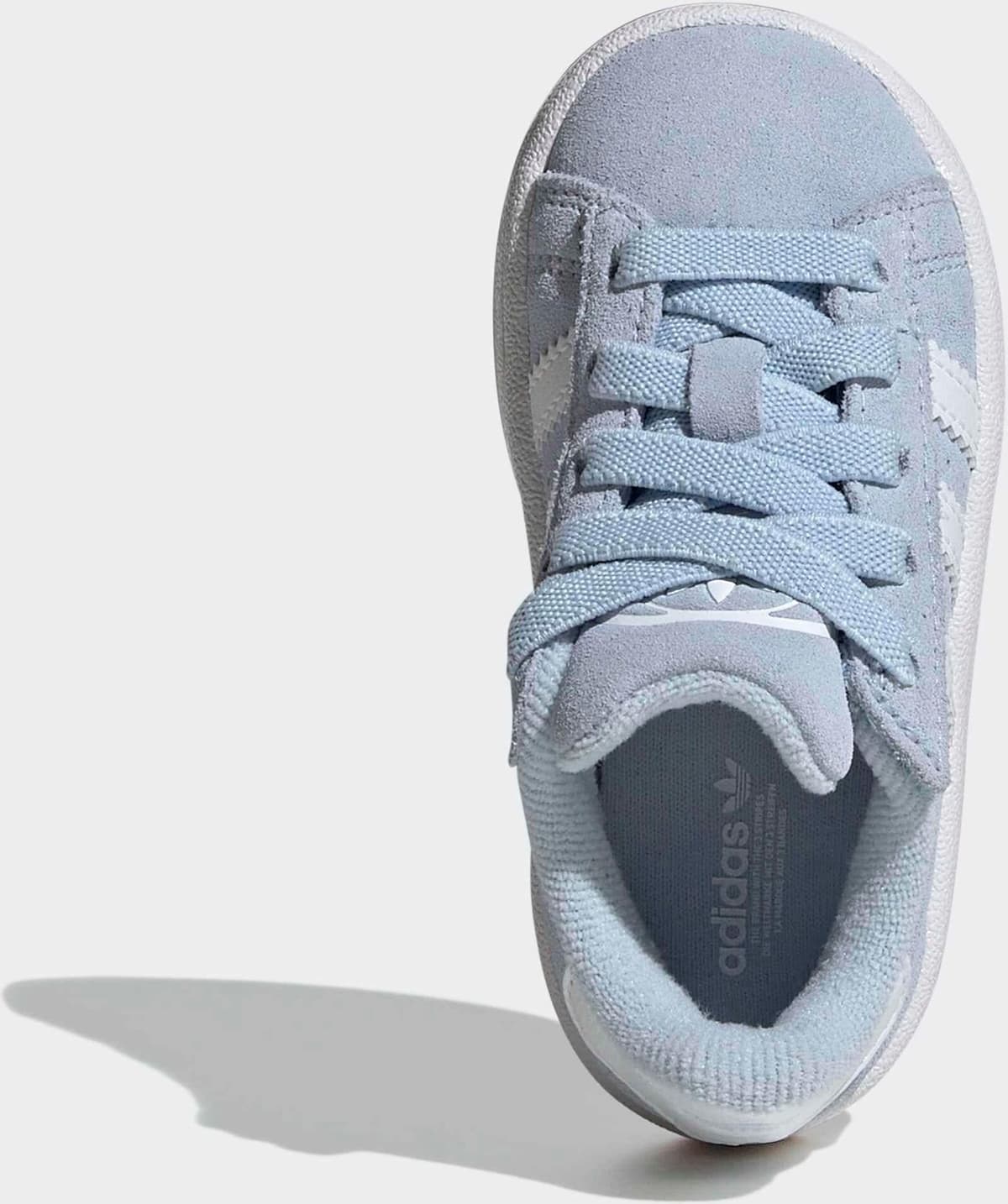 Sneaker ADIDAS ORIGINALS "CAMPUS 00S COMFORT CLOSURE ELASTIC LACE KIDS", Kinder, Gr. 27, blau (crystal sky, ftwr weiß, gum 2), Leder, Synthetik, Schuhe Sneaker, aus Leder und Wildleder, mit Gummisohle crystal sky, ftwr weiß, gum 2 27