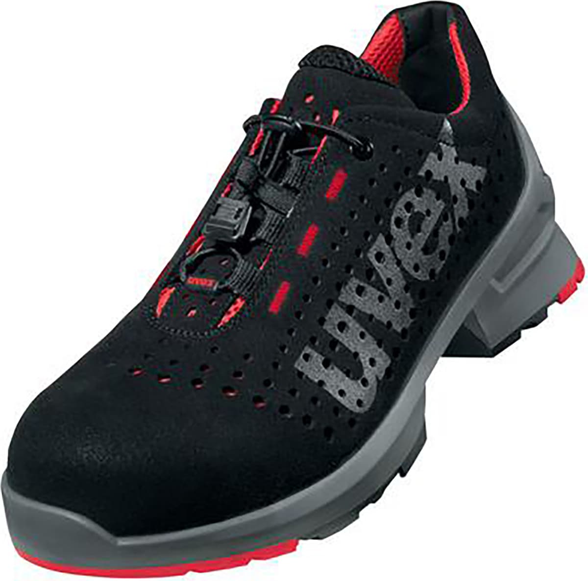 Uvex 8546 Veiligheidsschoenen voor volwassenen, Unisex, Zwart/Grijs/Rood, S1, Vetergesp