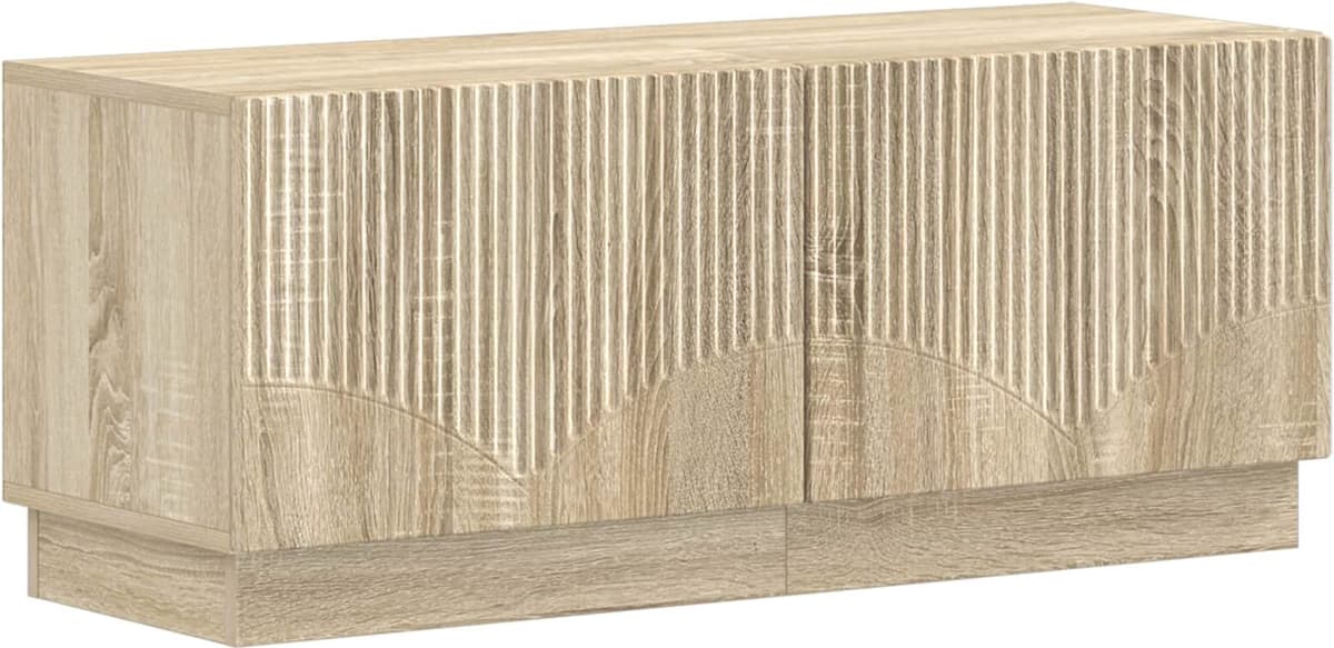 vidaXL Meuble TV LED HOORN 3 pc Chêne Sonoma Bois d'ingénierie