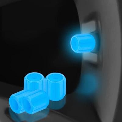 Snug & Styled Glow In The Dark Tire Valve Caps Universal Luminous Tire Valve Covers For Cars & Motorcycles Blue
