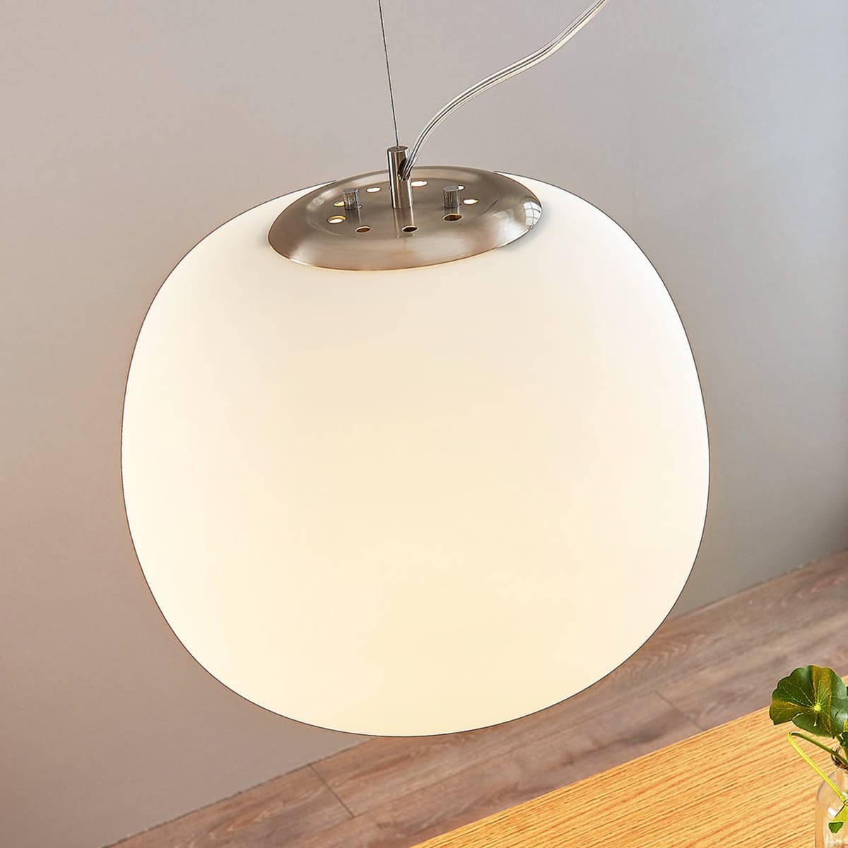 Glas hængelampe Lindby, dæmpbar, Hvid/opal, Køkken, Glas, Moderne