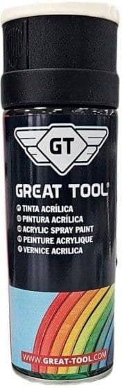 Spray Tinta Acrílica Ral 9010 Branco Brilhoso 400ml Great Tool GTQUPI9010L