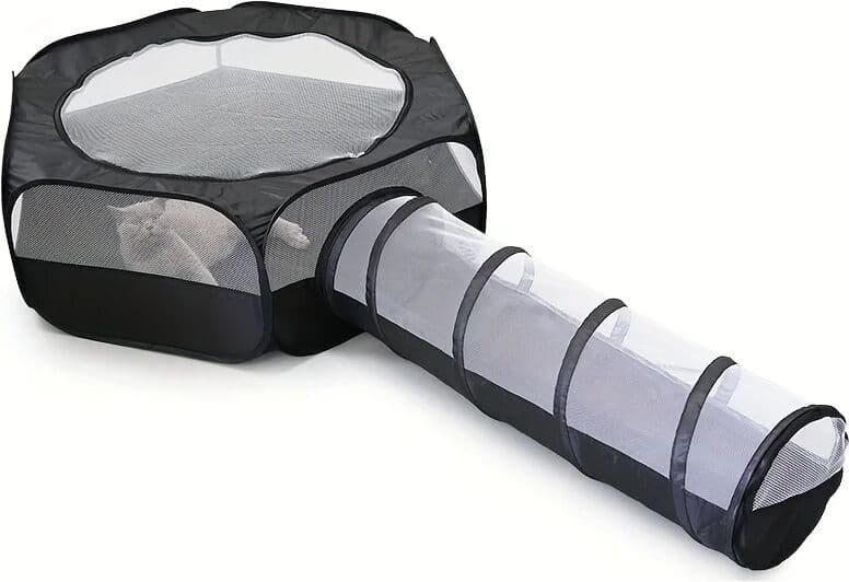 NONE 2-Piece Cat Tunnel & Play Mat Set - Foldable, Interactive Pet Toy ForCats And Dogs - Durable Polyester