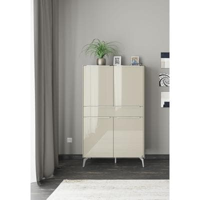 Highboard "Reno", kaschmir matt lack, glas kaschmir glanz, B:92cm H:155cm T:42cm, Glas, Holzwerkstoff, SET ONE BY MUSTERRING, Sideboards, Highboard, Mit Winkelfuß in diversen Farben, 155 cm Höhe & Farbauswahl