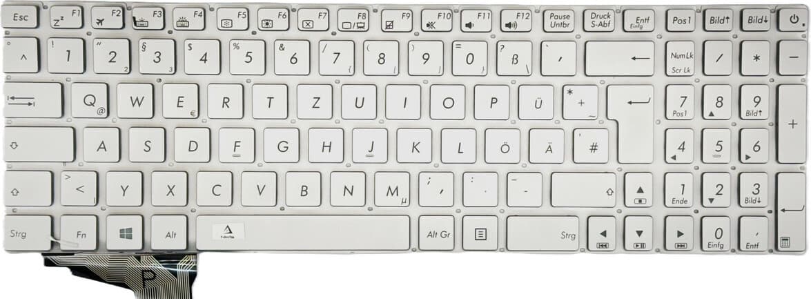 T-ProTek Vervangend Toetsenbord met Zilveren Toetsen en Verlichting voor ASUS N751JM en N751JW
