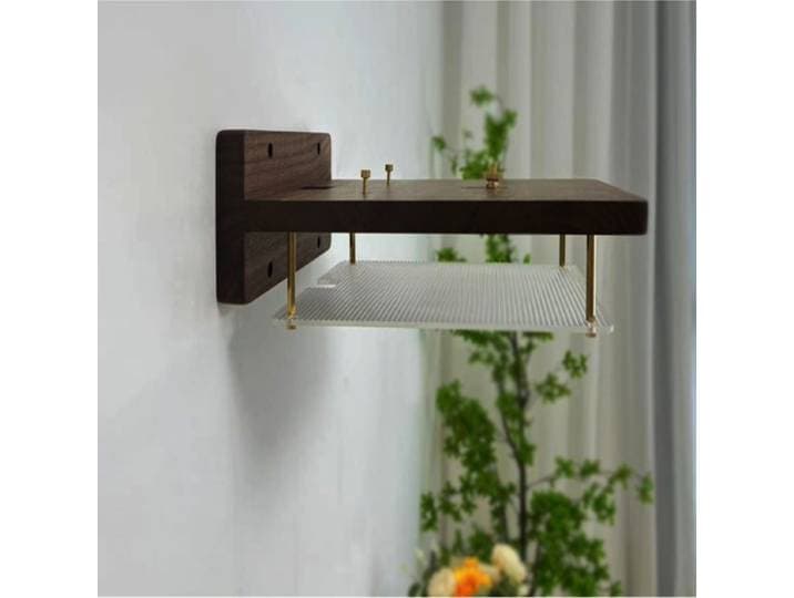 Étagère murale en bois massif pour projecteur, support en acrylique réglable, organisateur gain de place pour salon, home cinéma, électronique