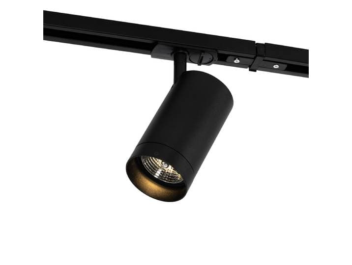 Système sur rail moderne avec 5 spots noirs monophasé 7 cm -