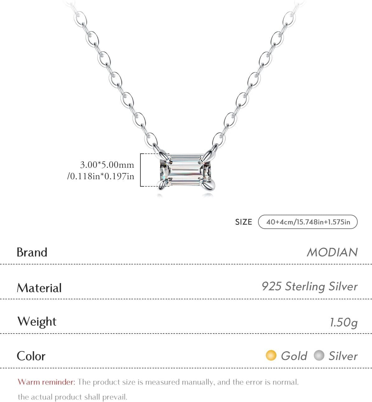 Modian Genuine 925 Sterling Silver Fashion Charm AAA Zirconia Pendant Necklace For Women Silver Female Necklaces Fine Jewelry