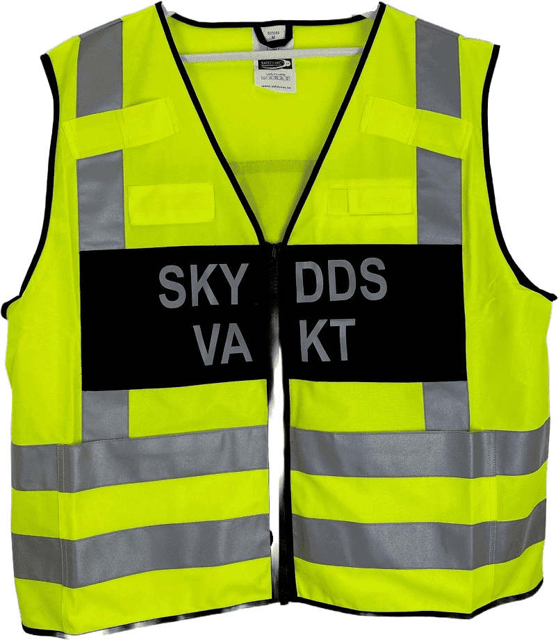 Robust Skyddsvakt Reflexväst med Svart Platta (Storlek: XL)