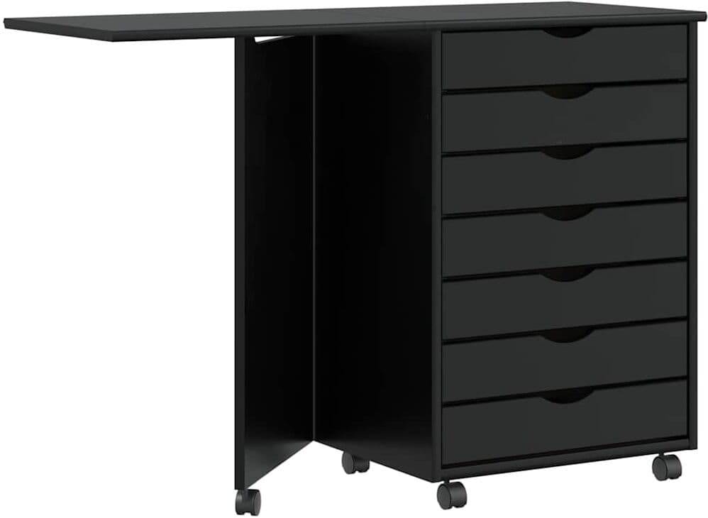 vidaXL Armoire roulante avec bureau MOSS noir bois de pin solide