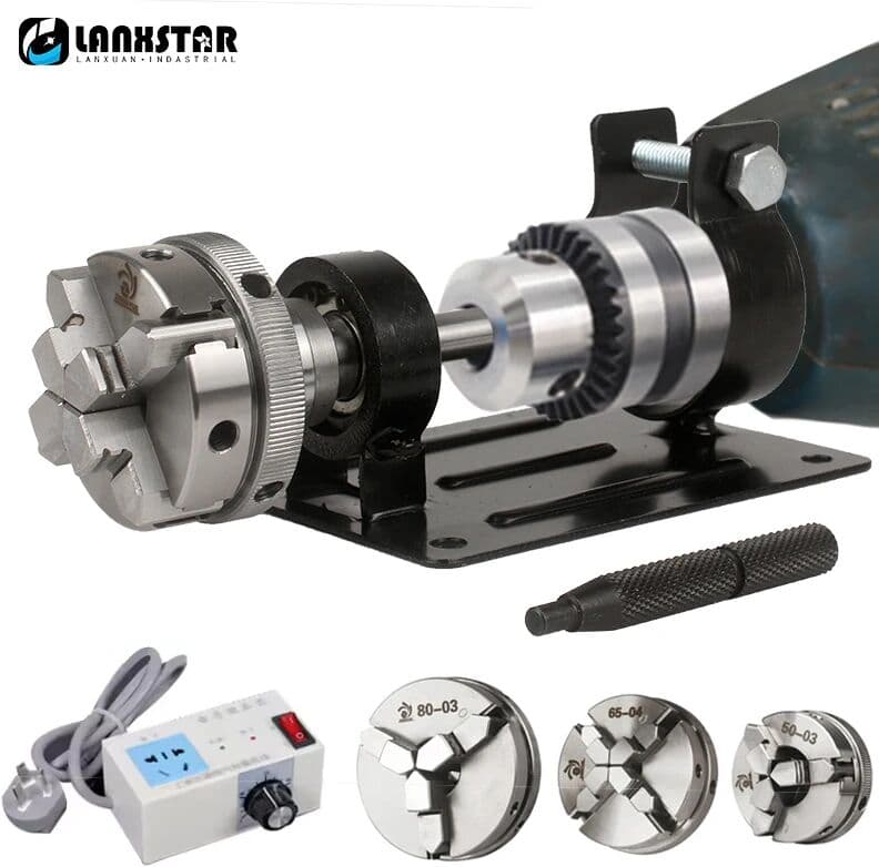 NONE 3/4 Jaw Lathe Chuck Self-centering DIY Lathe Electric Drill Seat Stand Holder 50mm 65mm 80mm Mini Chuck Collet Lathe Accessory